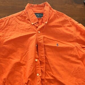 Ralph Lauren Men's Bright Orange Button Down Shirt